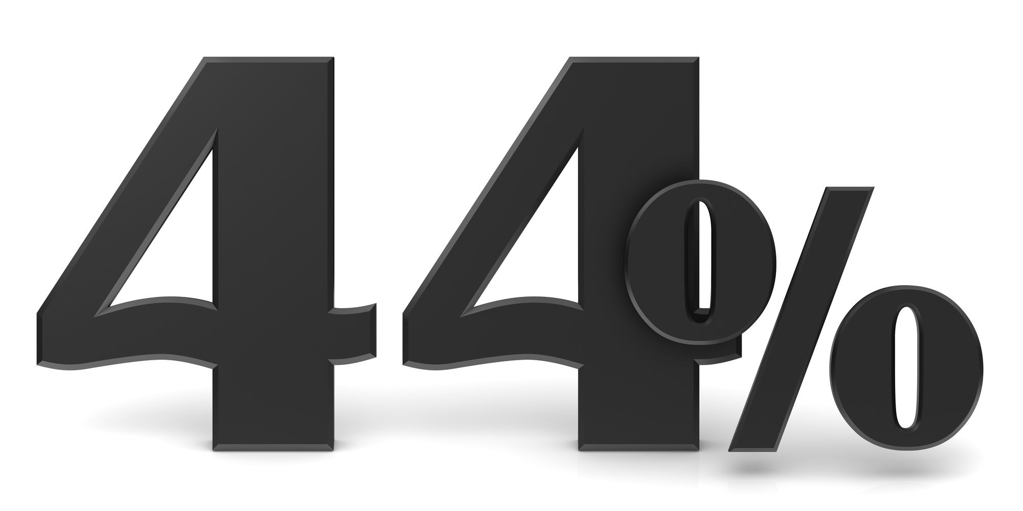 number 44 percentage sign sale black 3d